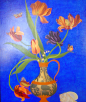 Лера Фокина Тюльпаны на синем фоне 2002