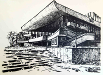Вид на театр со стороны ул.Пантелеймоновской  (рисунок арх.Г.Топуза)