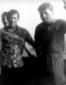 Иосиф Семенович Иохвидов (на заднем плане) и мы с Геной, на борту «Кометы». Поездка на Каролино-Бугаз 24.08.1965 г.