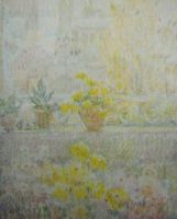 Д.М.Фрумина. Цветы на балконе к/мп (картон, пастель) 1990 50х40