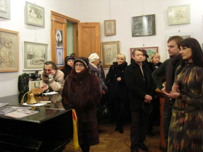 На открытии выставки графики заслуженного художника Украины Адольфа Лозы.