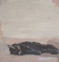 Валентин Хрущ. Кот 1970, Гуашь на картоне 53,5 x 50 см