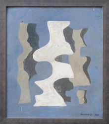 Работа Олега Волошинова 1970 года «Многофигурная композиция» на вернисаже в МСИО 10 апреля 2010 года