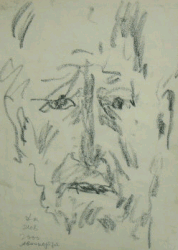 Николай Дронников. Автопортрет,  2000 г.  ( картон, смешанная техника)